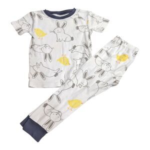 Carter's Easter rabbit Bunny Chick spring gray yellow white pajamas size 4t